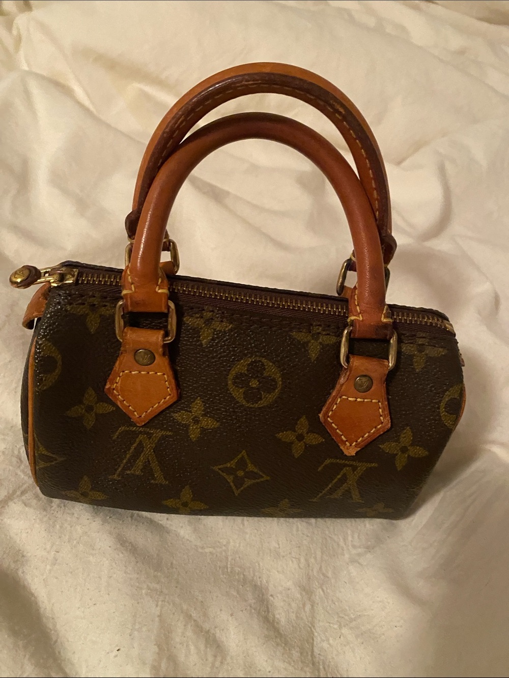 Louis Vuitton Monogram Mini Bowling Bag with Tan Trim
